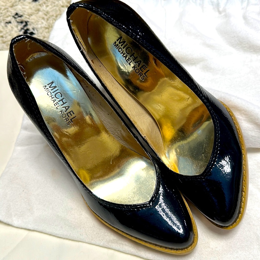 Black PVC Michael Kors Heels Size 5.5M, Excellent Condition